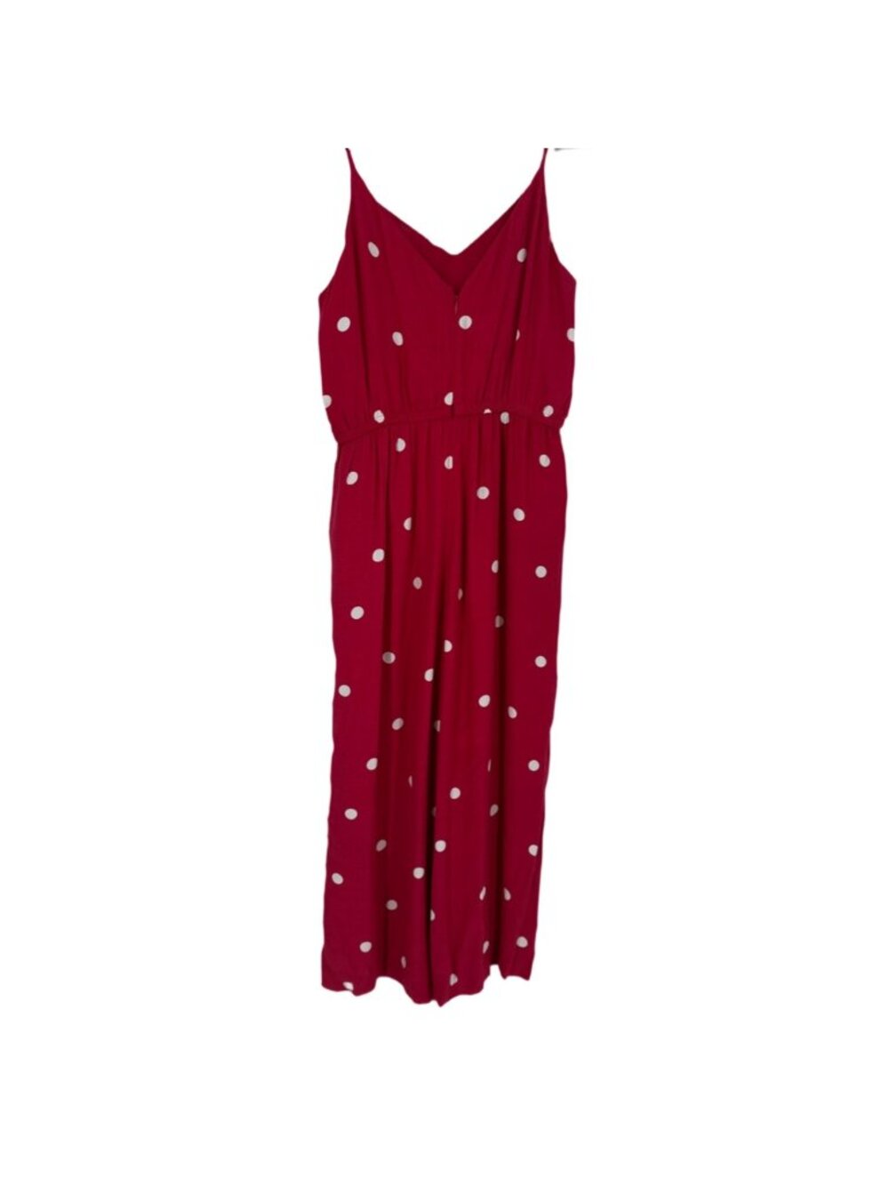 LOFT Jumpsuit Medium Red White Polka Dots Cami Cropped Wide Leg Retro Glam